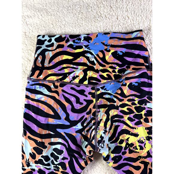 Women's Leggings Size Small Animal Print Neon Splatter Paint Comfort Quality - Picture 3 of 8